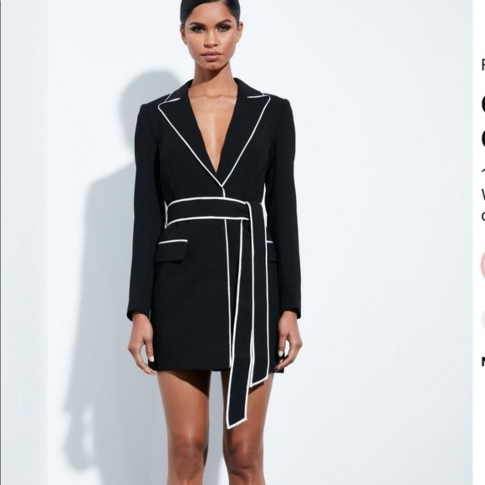 Missguided Peace+Love Blazer Dress Contrast Binding Black/White – Size US‎ 2 NWT